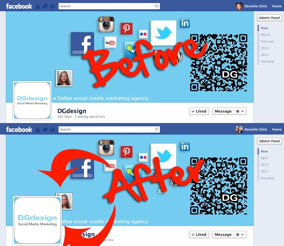 Before-and-after image for Facebook Timeline cover