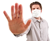 image of a man in a flu mask