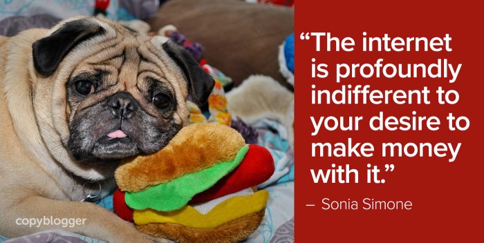 "The internet is profoundly indifferent to your desire to make money with it." – Sonia Simone